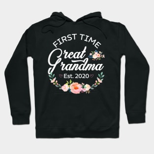 Womens Promoted to Great Grandma Est 2020 First Time Gift Hoodie